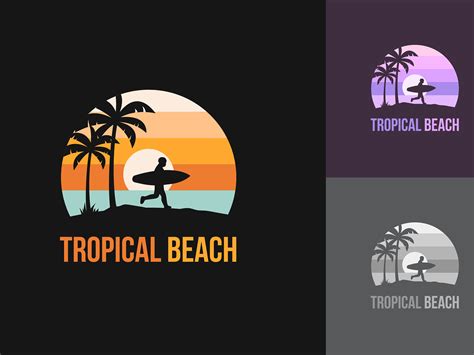 Surfing Logo On Tropical Beach By Saba Vector On Dribbble