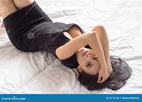 Beauty In Black Dress Stock Photo Image Of Dreaming