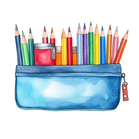 Watercolor Illustration School Supplies Pencil Bag Watercolor Pencil