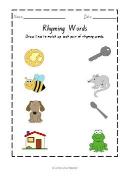 Our free vocabulary worksheets are great for everybody! Rhyming Word Worksheets by Little Miss Teacher | TpT