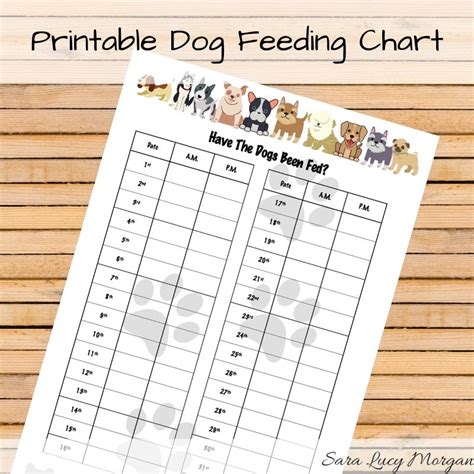Monthly Printable Feeding Chart For Your Dogs Sara Lucy Morgan