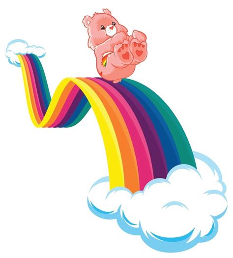 Care Bears Cheer Bear Sliding Down A Rainbow Rainbow Cloud Unicorn