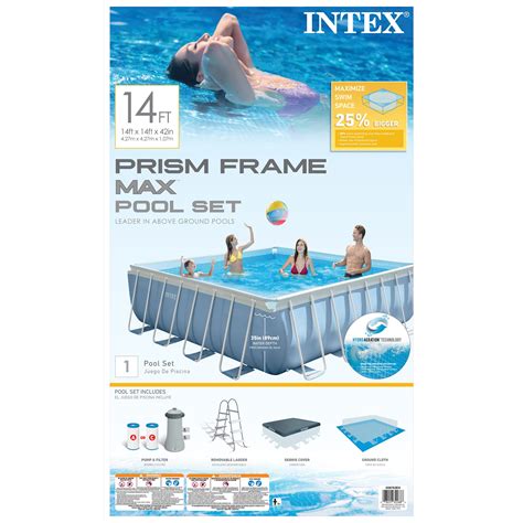 Intex 14 X 42 Prism Xl Frame Square Above Ground Pool Set With Filter