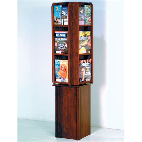 wooden mallet divulge spinning floor display with 12 magazine 24 brochure pockets w brochure
