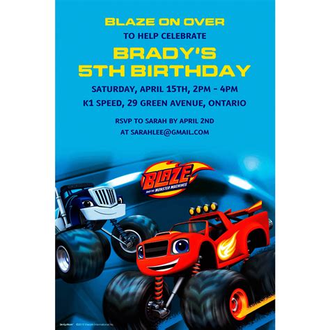It's easy to customize your message. Custom Blaze and the Monster Machines Invitation | Blaze and the Monster Machines Party Supplies ...