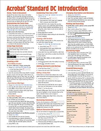 Adobe Acrobat Standard Dc Introduction Quick Reference Guide Cheat Sheet Of Instructions Tips