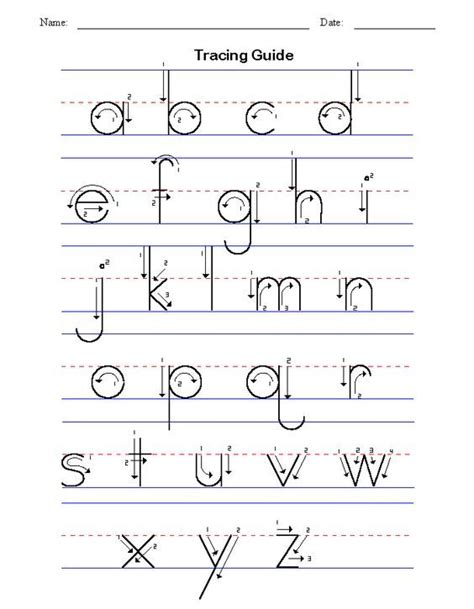 Manuscript Alphabet Tracing Guide Lowercase Alphabet Writing