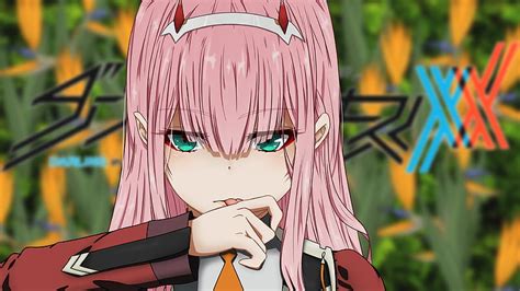 Darling In The Franxx Green Eyes Zero Two With Background Of Shallow Yellow And Green Texture