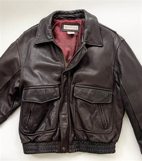 Mens Leather Bomber Jacket Vintage 80s Banana Republic Flight Etsy