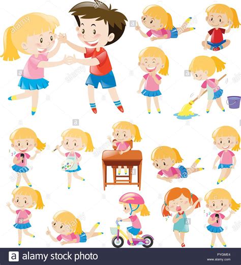 Kids Doing Different Activities Illustration Stock Vector Image And Art