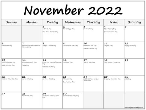 Free November 2022 Calendar With Holidays Printable Free Printable