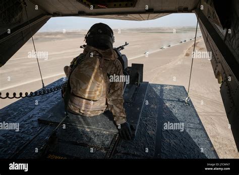 British Helicopter Door Gunner Afghanistan Stock Photo Alamy