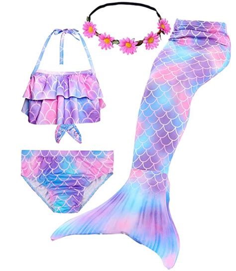 Girls 4 Piece Mermaid Swimsuit 50 Off At Amazon Glitchndealz