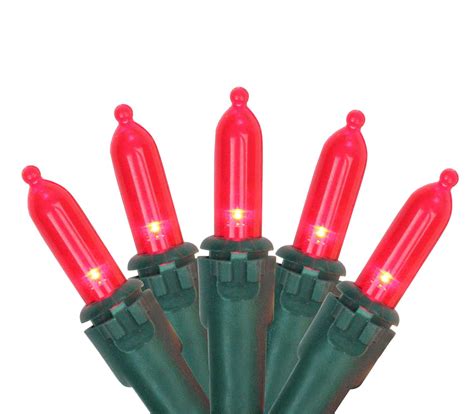 Set Of 100 Red Led Mini Christmas Lights 4 Spacing Green Wire