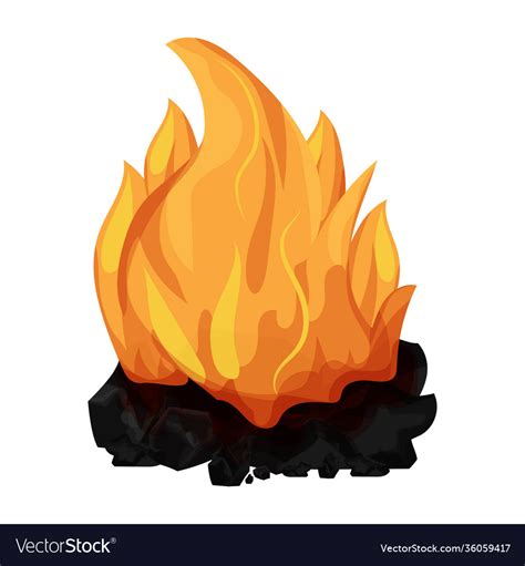 Burning Coal Charcoal With Flame Campfire Vector Image