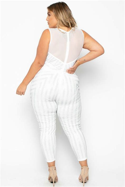 Curvy Women Fashion Female Fashion Mesh Jumpsuit White Jumpsuit