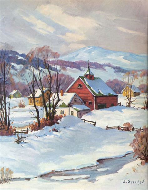Vintage Winter Scene Paintings Vintage Art Winter Farm Scene By