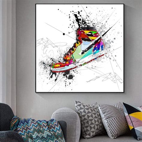 Yaod Aquarell Sneaker Schuhe Leinwand Gemälde Poster Und Drucke Mode