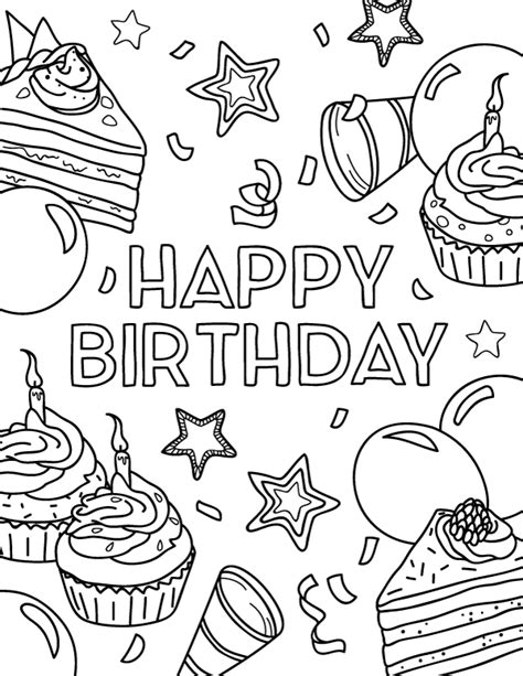 Free Colorable Printable Birthday Cards