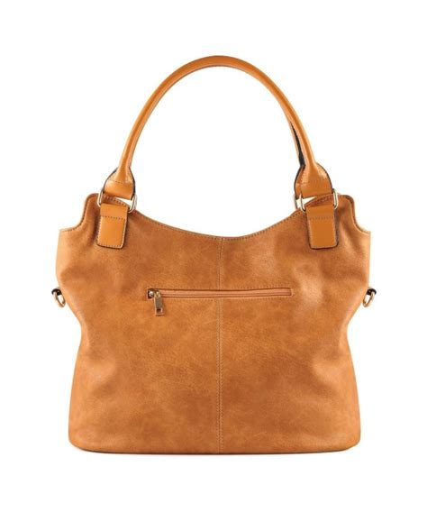 Women Faux Leather Hobo Handbag Large Tote Purse Yellowish Brown