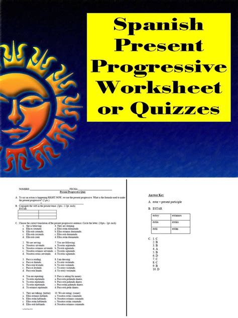 Spanish Present Progressive Worksheet Or Quiz Teaching Spanish How