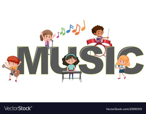 Children With Music Icon Royalty Free Vector Image