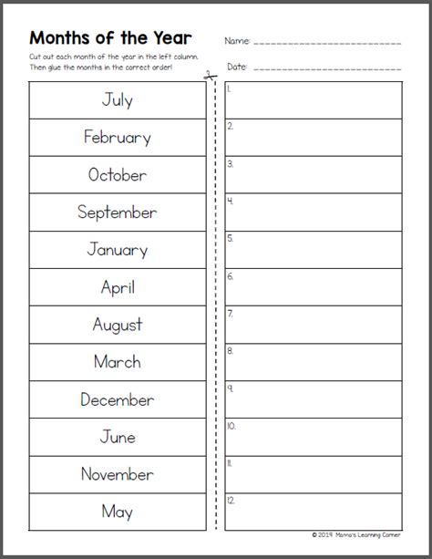 Months Of The Year Worksheets Mamas Learning Corner