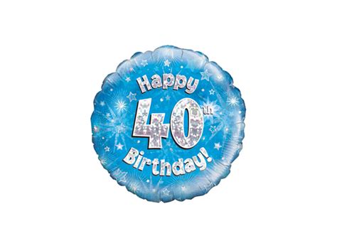Oaktree 18 Inch Foil Balloon Happy 40th Birthday Blue Holographic