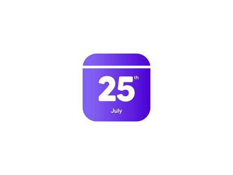 Premium Vector 25th July Calendar Date Month Icon With Gradient Color