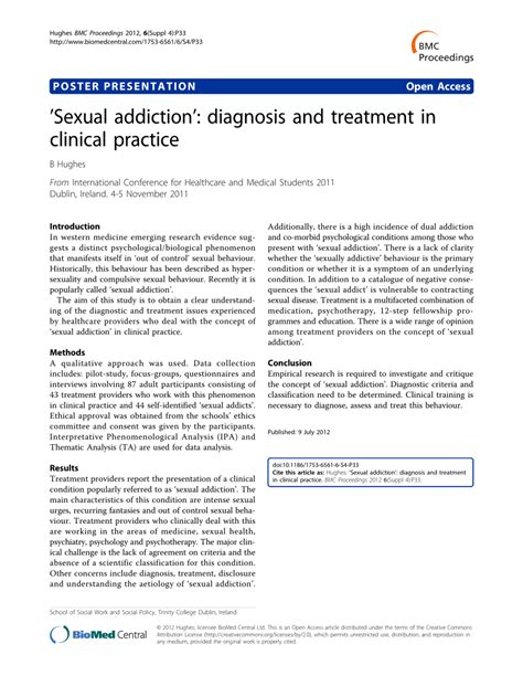 Pdf Sexual Addiction Diagnosis And Treatment In Clinical Practice