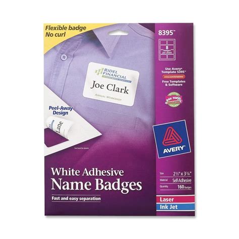 Avery White Adhesive Name Badges 8395 Template Williamson