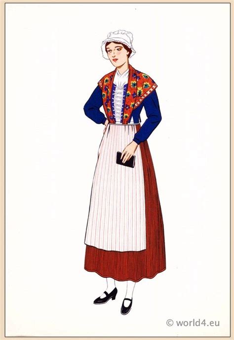 Woman From Pays De Caux Normandy Traditional French Clothing French