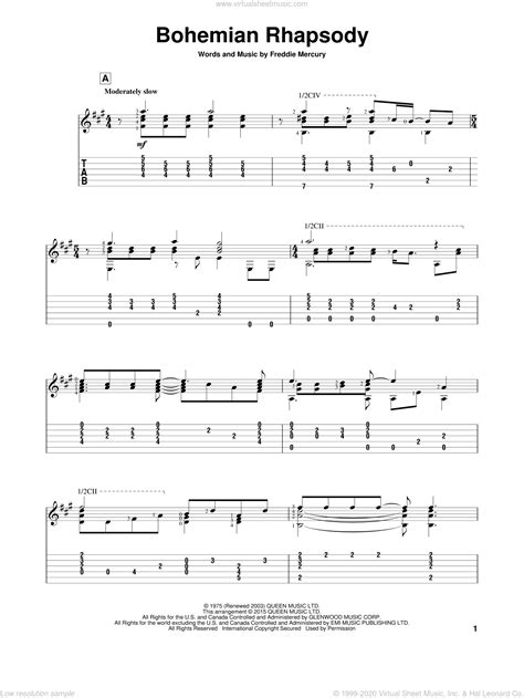 Learning how to read guitar sheet music takes practice! Queen - Bohemian Rhapsody sheet music (intermediate) for guitar solo