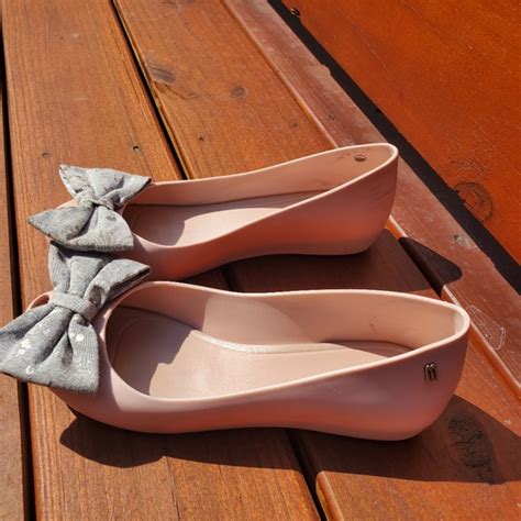 Melissa Shoes Melissa Peep Toe Pink Flats Big Bow Size 7 Poshmark