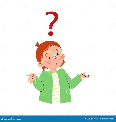 Little Child Confused And Puzzled Shrugging Flat Vector Illustration