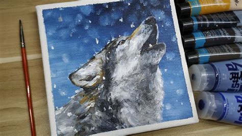 Acrylic Painting A Wolf In The Snow Easy Painting Tutorial 108