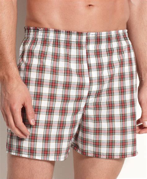 Hanes Cotton Platinum Freshiqtm Underwear Plaid Woven Boxer 4 Pack For