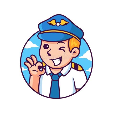 Pilot Cartoon With Cute Pose Vector Icon Illustration Isolated On