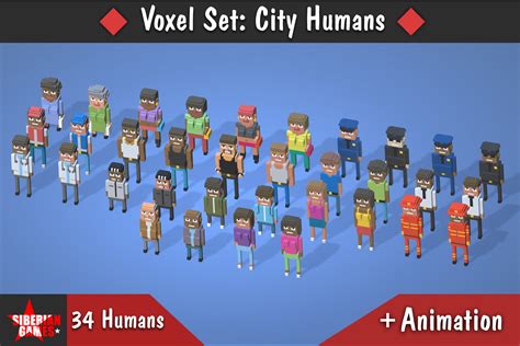 Voxel Humans Set City 3d 人形角色 Unity Asset Store