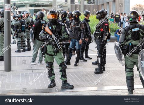 Riot Police Armed Less Lethal Weapons Stock Photo Edit Now 1576320547