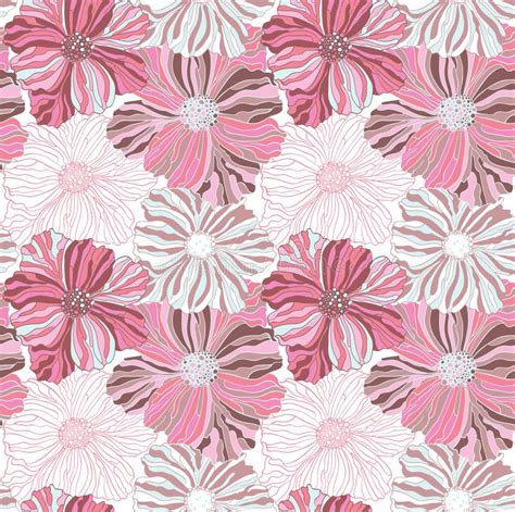 Pink Flower Pattern Wallpaper Stock Illustrations 246138 Pink Flower