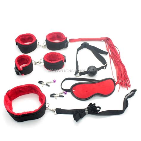 Sex Bondage Kit Set 7 Pcs Fluffy Toys Set Hand Foot Whip Blindfold