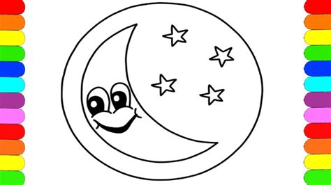 How To Draw A Moon For Kids Step By Step Moon Coloring Page Moon For