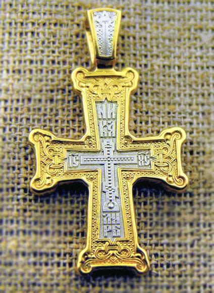 Sterling Silver 925, 22K Gold Plated Orthodox Cross - at Holy Trinity Store