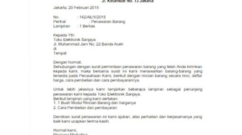 Contoh Surat Niaga Beserta Penjelasannya