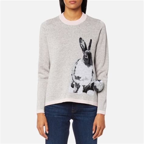 Ps By Paul Smith Womens Lucky Rabbit Knitted Jumper Grey Free Uk Delivery Over £50