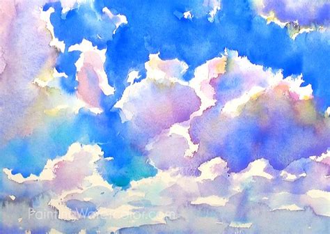Blue Sky Sketching Watercolor Painting Tutorial Watercolor Clouds
