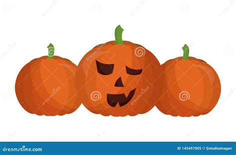 Set Of Halloween Pumpkins Isolated Icon Stock Vector Illustration Of