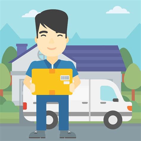 Premium Vector Delivery Man Carrying Cardboard Boxes