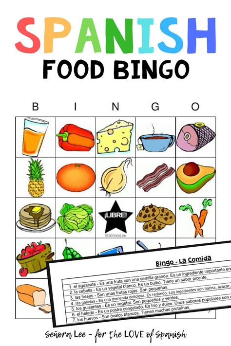 Spanish Food Vocabulary Spanish Bingo Games In 2020 Learning